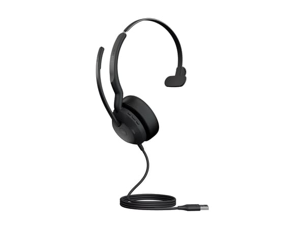 Jabra Evolve2 50 MS Mono - Headset - på örat - kabelansluten - aktiv brusradering - USB-A - svart - Zoomcertifierad, Certifierad för Microsoft-teams,
