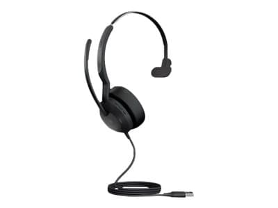 Jabra Evolve2 50 MS Mono - Headset - på örat - kabelansluten - aktiv brusradering - USB-A - svart - Zoomcertifierad, Certifierad för Microsoft-teams,