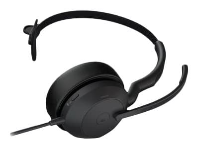 Jabra Evolve2 50 MS Mono - Headset - på örat - kabelansluten - aktiv brusradering - USB-A - svart - Zoomcertifierad, Certifierad för Microsoft-teams,