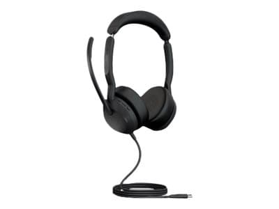 Jabra Evolve2 50 UC Stereo - Hodesett - on-ear - kablet - aktiv støydemping - USB-C - svart - Zoom Certified, Certified for Microsoft Teams, Cisco We