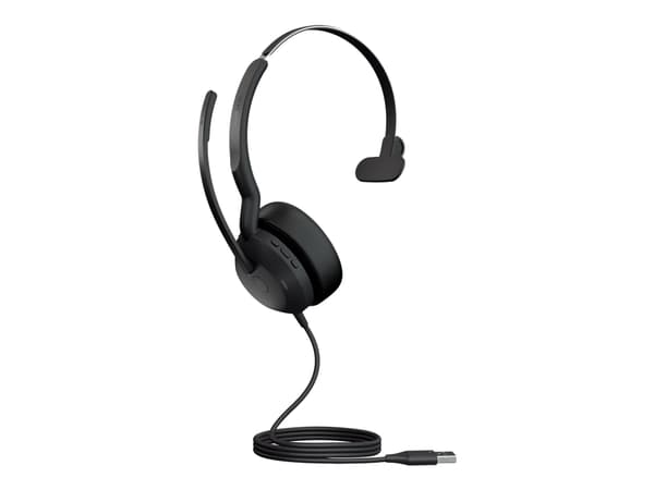 Jabra Evolve2 50 UC Mono - Headset - på örat - kabelansluten - aktiv brusradering - USB-A - svart - Zoomcertifierad, Certifierad för Microsoft-teams,