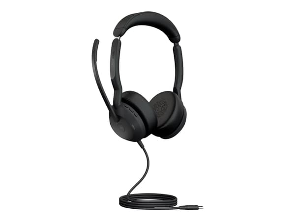 Jabra Evolve2 50 MS Stereo - Headset - på örat - kabelansluten - aktiv brusradering - USB-C - svart - Zoomcertifierad, Certifierad för Microsoft-team