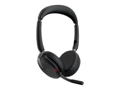 Jabra Evolve2 65 Flex MS Stereo - Headset - på örat - Bluetooth - trådlös - aktiv brusradering - USB-C - svart - med trådlös laddningsplatta - Certif