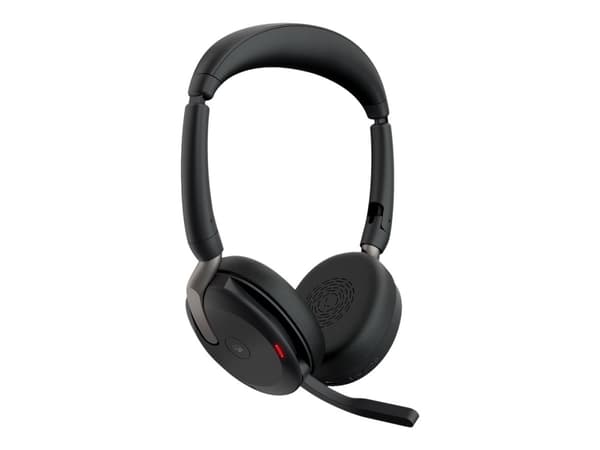 Jabra Evolve2 65 Flex MS Stereo - Headset - på örat - Bluetooth - trådlös - aktiv brusradering - USB-C - svart - med trådlös laddningsplatta - Certif