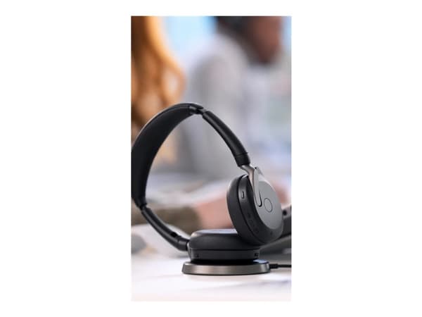 Jabra Evolve2 65 Flex UC Stereo - Headset - på örat - Bluetooth - trådlös - aktiv brusradering - USB-C - svart - Optimerad för UC