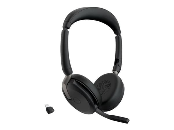 Jabra Evolve2 65 Flex UC Stereo - Headset - på örat - Bluetooth - trådlös - aktiv brusradering - USB-C - svart - Optimerad för UC
