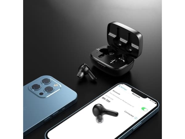 Choetech hodetelefoner Choetech TWS trådløse hodetelefoner med solcellepanel svart (BH-T09)