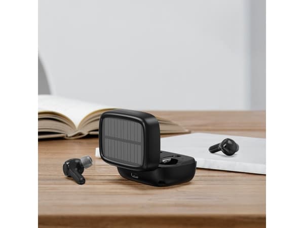 Choetech hodetelefoner Choetech TWS trådløse hodetelefoner med solcellepanel svart (BH-T09)