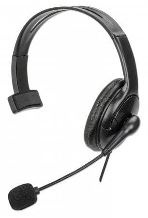 Manhattan 180849 hörlurar/headset Trådbundet pannband Kontor/callcenter USB Typ-A Svart