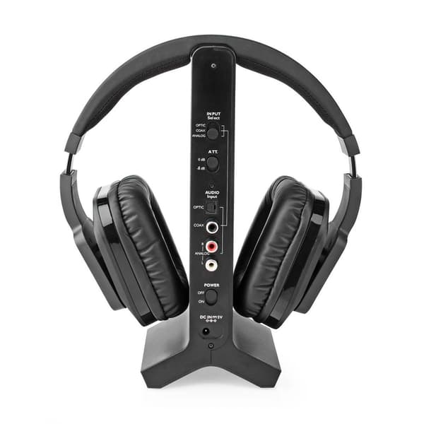 Nedis Trådløs TV hodetelefoner | RF | Over-Ear | Maksimal batteritid: 8 timer | 25 m | Digital lyd | Ladestasjon | Sort