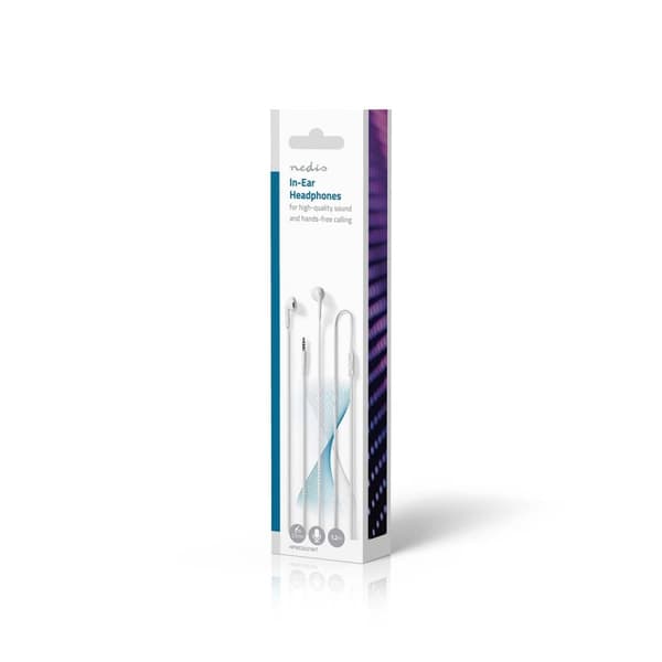Nedis Wired øretelefoner | 3.5 mm | Kabellengde: 1.20 m | Innebygd mikrofon | Volumkontroll | Hvit