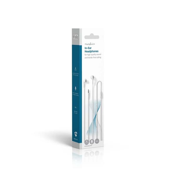 Nedis Wired øretelefoner | 3.5 mm | Kabellengde: 1.20 m | Innebygd mikrofon | Volumkontroll | Hvit