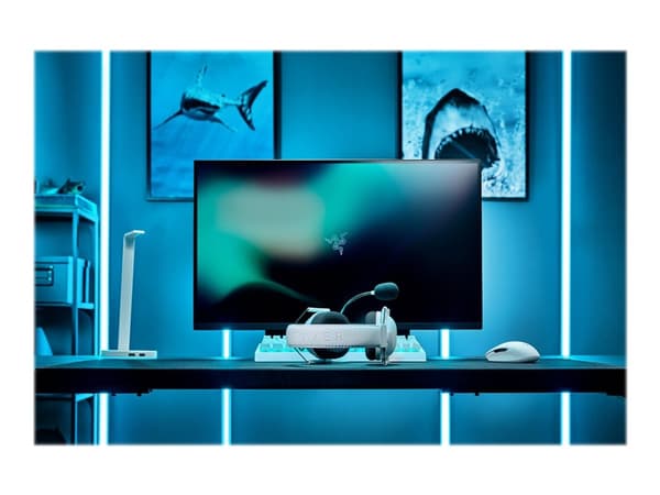 Razer BlackShark V2 PRO - 2023 Edition - hodesett - full størrelse - Bluetooth / 2,4 GHz radiofrekvens - trådløs - lydisolerende - hvit