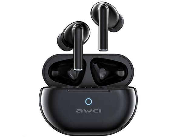 AWEI Bluetooth 5.3 T61 TWS hodetelefoner + dockingstasjon svart/svart