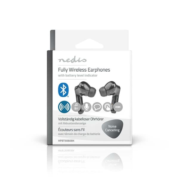 Nedis Fullt Trådløse hodetelefoner | Bluetooth® | Maksimal batteritid: 5 timer | Touch kontroll | Ladeboks | Innebygd mikrofon | Stemmestyring | Noise