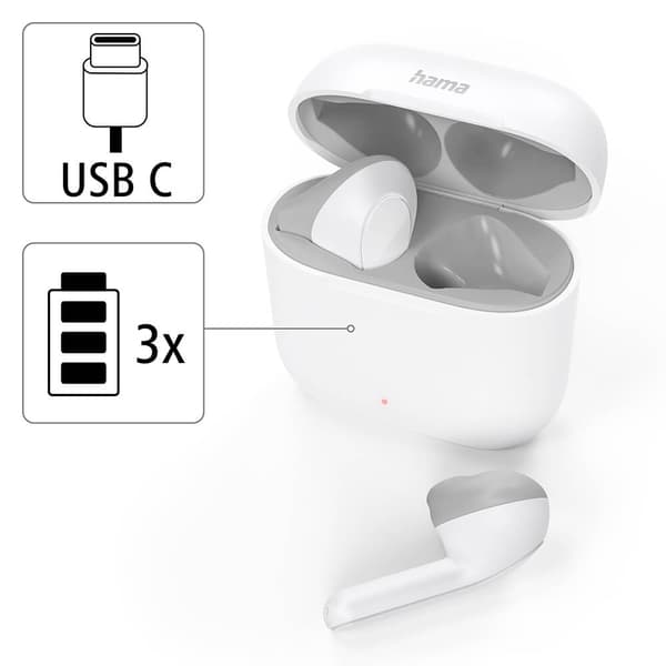 HAMA Hörlur Freedom TWS In-Ear True Wireless White
