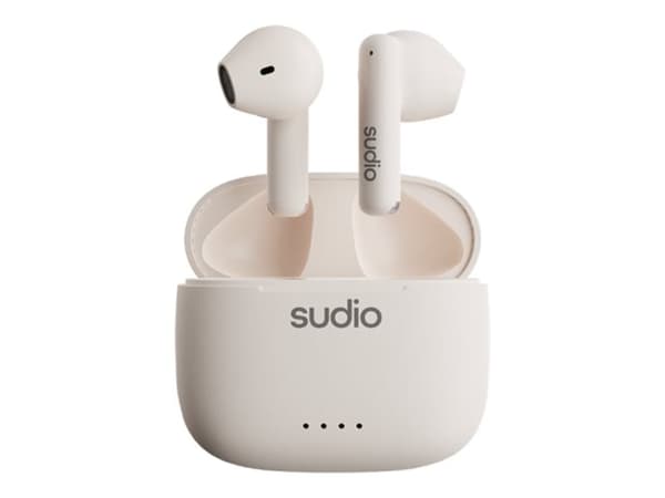 Sudio A1 - True wireless-hodetelefoner med mikrofon - ørepropp - Bluetooth - lydisolerende - snøhvitt