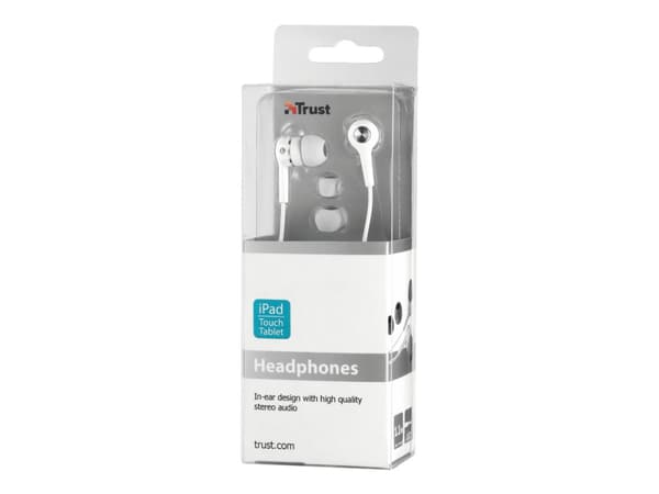 Trust In-Ear Headphones for iPad and touch tablets - Ørepropper - i øret - kablet - 3,5 mm jakk - hvit - for Apple iPod (4G, 5G); iPod classic; iPod