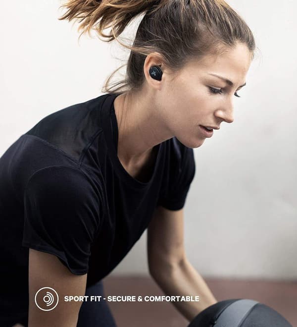 Jaybird RUN trådlösa hörlurar för löpning, Bluetooth 4.1, rundstrålande mikrofon, 4+8 timmars batteri, svetttåliga, bekväma hörlurar, hoppfri musik, J