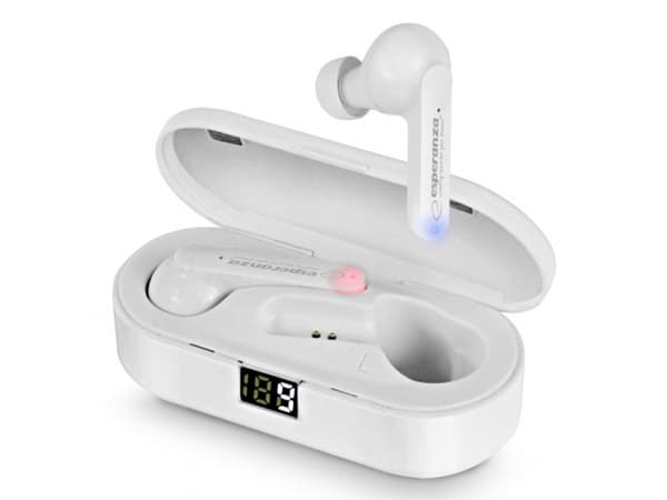 Esperanza EH230W, True Wireless Stereo (TWS), Samtal/musik/sport/vardag, Hörlurar, Vit