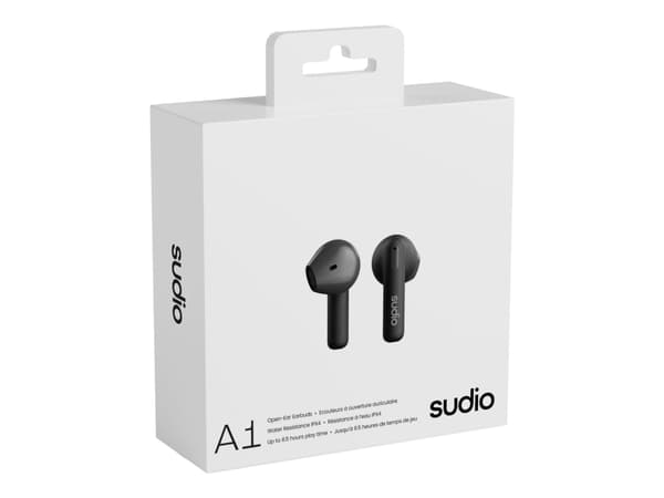 Sudio A1 - True wireless-hörlurar med mikrofon - öronknopp - Bluetooth - ljudisolerande - svart