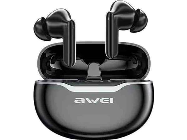 Awei AWEI hörlurar Bluetooth 5.3 T50 ENC + dockningsstation svart/svart