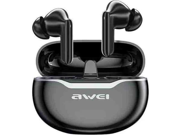 Awei AWEI hörlurar Bluetooth 5.3 T50 ENC + dockningsstation svart/svart