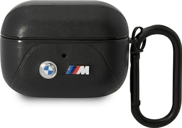 Dėklas BMW BMAP22PVTK AirPods Pro dangtelis juodas/juodas Odinis išlenkta linija