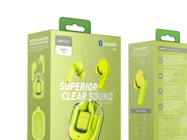 Acefast in-ear trådløse TWS Bluetooth-hodetelefoner grønne (T6 ungdomsgrønne)