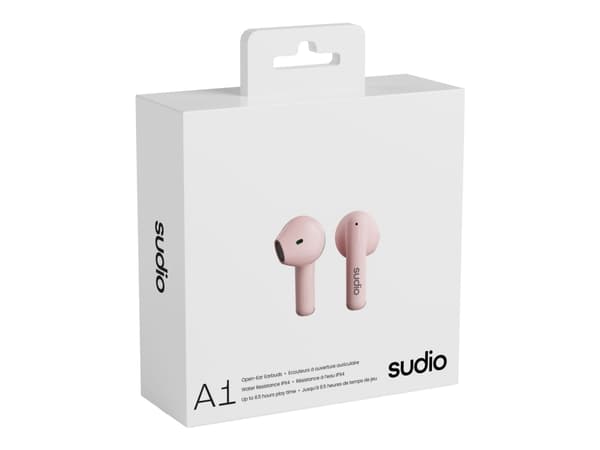 Sudio A1 - True wireless-hodetelefoner med mikrofon - ørepropp - Bluetooth - lydisolerende - søtsaksrosa
