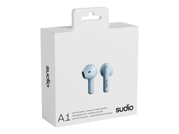 Sudio A1 - True wireless-hörlurar med mikrofon - öronknopp - Bluetooth - ljudisolerande - dimblå