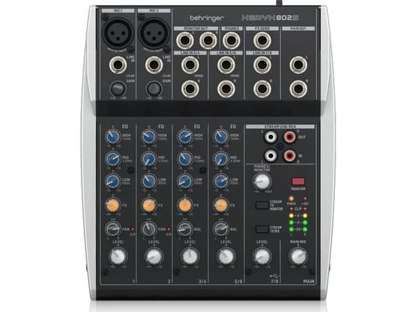 Behringer 502S - 5-kanals kompakt analog mixer med USB-gränssnitt speciellt utformad för podcasting, streaming och heminspelning