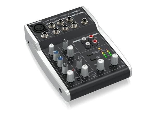 Behringer 502S - 5-kanals kompakt analog mixer med USB-gränssnitt speciellt utformad för podcasting, streaming och heminspelning