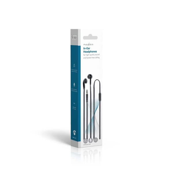 Nedis Kablede Hovedtelefoner | 3.5 mm | Kabellængde: 1.20 m | Indbygget mikrofon | Volumenkontrol | Sort