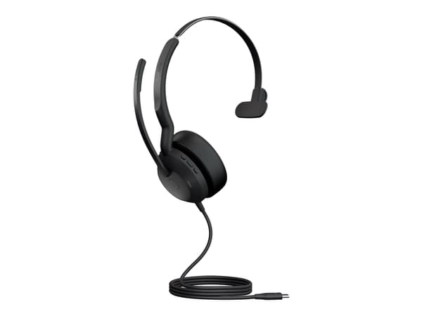 Jabra Evolve2 50 UC Mono - Hodesett - on-ear - kablet - aktiv støydemping - USB-C - svart - Zoom Certified, Certified for Microsoft Teams, Cisco Webe