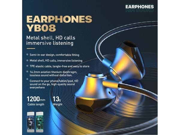 WEKOME YB08 Blackin-serien - USB-C HiFi-hodetelefoner med kablet (farget)