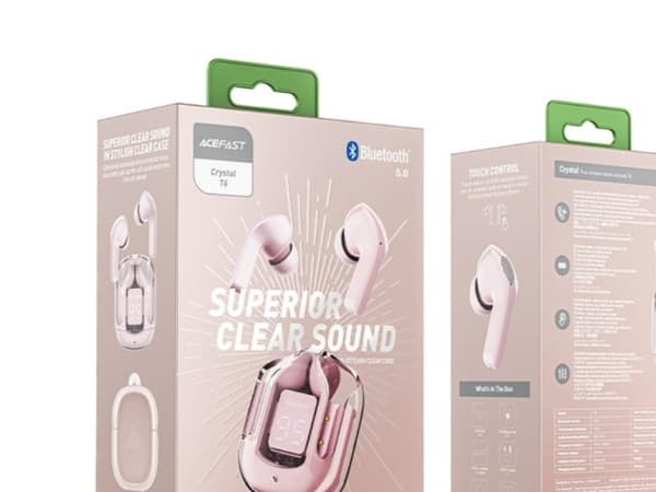 Acefast in-ear trådløse TWS Bluetooth-hodetelefoner rosa (T6 rosa lotus)