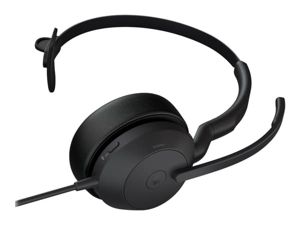 Jabra Evolve2 50 MS Mono - Headset - på örat - kabelansluten - aktiv brusradering - USB-C - svart - Zoomcertifierad, Certifierad för Microsoft-teams,