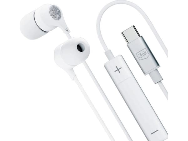 3MK Wired USB-C, Kabel, Samtal/musik, 20 - 20000 hz, Headset, Vit