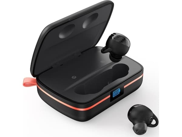Choetech hodetelefoner Choetech TWS trådløse hodetelefoner, vanntette med solcellepanel og innebygd 2500mAh strømbank, svart (BH-T05)