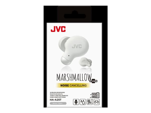 JVC HA-A25T - True wireless-hodetelefoner med mikrofon - i øret - Bluetooth - aktiv støydemping - hvit