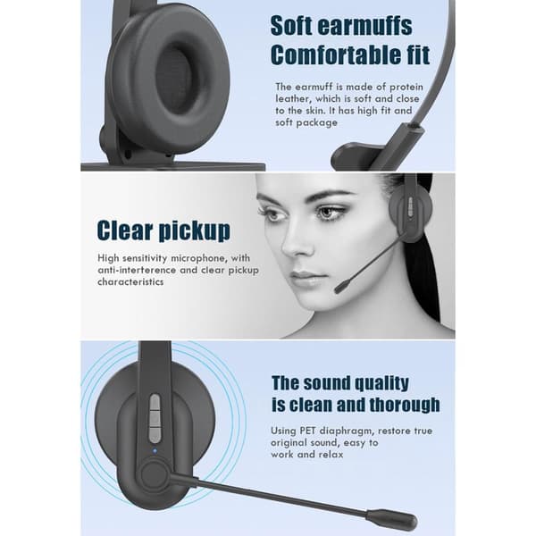 OY631 Bluetooth 5.3 Headset Kundeservice Hovedtelefon med mikrofonheadset.