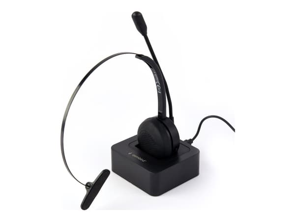 Gembird BTHS-M-01 - Headset - på örat - Bluetooth - trådlös - 3,5 mm kontakt - svart