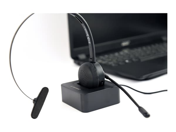 Gembird BTHS-M-01 - Headset - på örat - Bluetooth - trådlös - 3,5 mm kontakt - svart