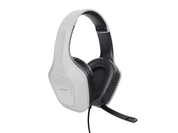 Trust GXT 415W Zirox - Headset - fullstorlek - kabelansluten - 3,5 mm kontakt - vit