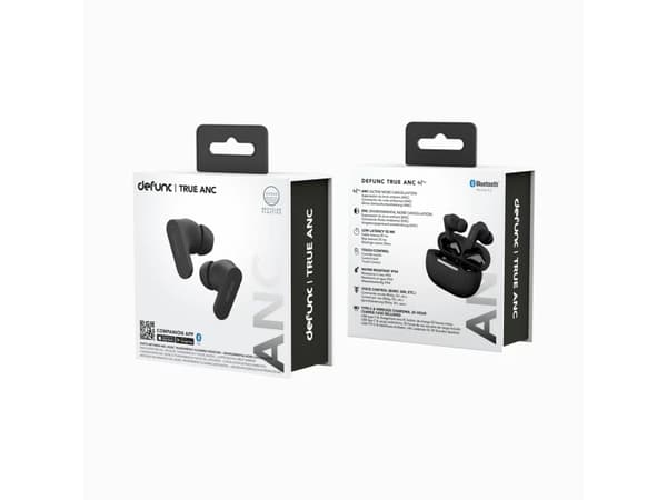 DeFunc True - True wireless-hodetelefoner med mikrofon - i øret - Bluetooth - aktiv støydemping - svart