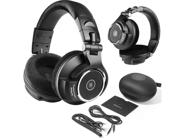 OneOdio Monitor 80 - Hodetelefoner - full størrelse - kablet - 3,5 mm jakk, 6,35 mm jakk - svart, sølv