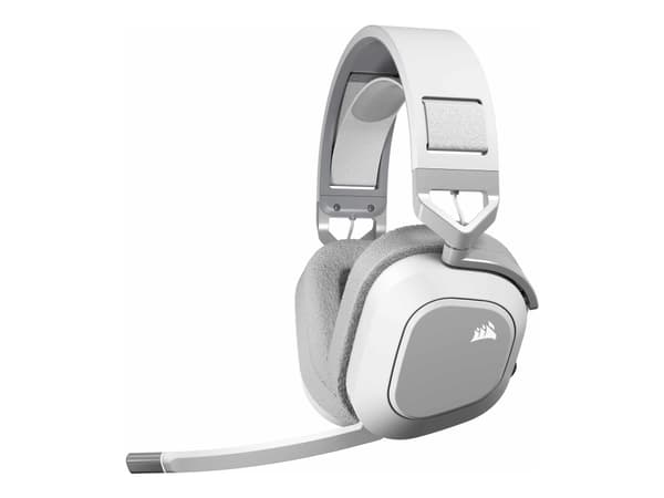 CORSAIR Gaming HS80 MAX WIRELESS - Headset - fullstorlek - 2,4 GHz - trådlös - USB - vit
