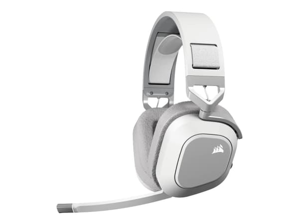 CORSAIR Gaming HS80 MAX WIRELESS - Headset - fullstorlek - 2,4 GHz - trådlös - USB - vit