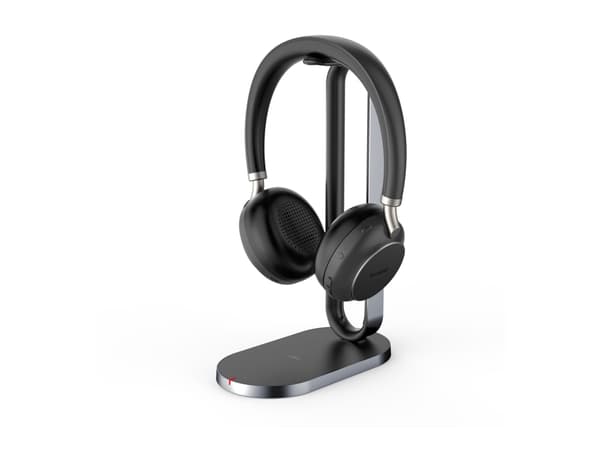 Yealink BH76 - Headset - på örat - Bluetooth - trådlös - aktiv brusradering - USB-A via Bluetooth-adapter - svart - med laddningsställ - Optimerad fö